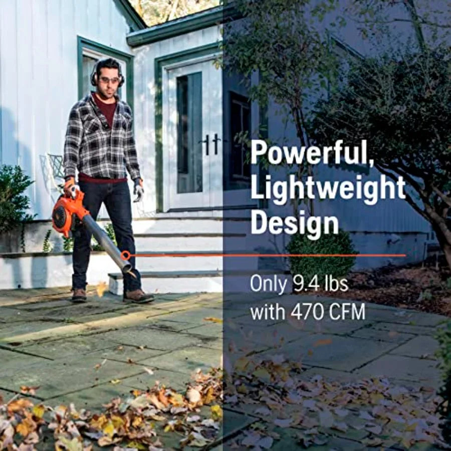 125B Gas Leaf Blower 28-cc 1.1-HP 2-Cycle Handheld Leaf Blower 470-CFM 170-MPH 12.5-N Powerful Clearing Performance and Ergonom