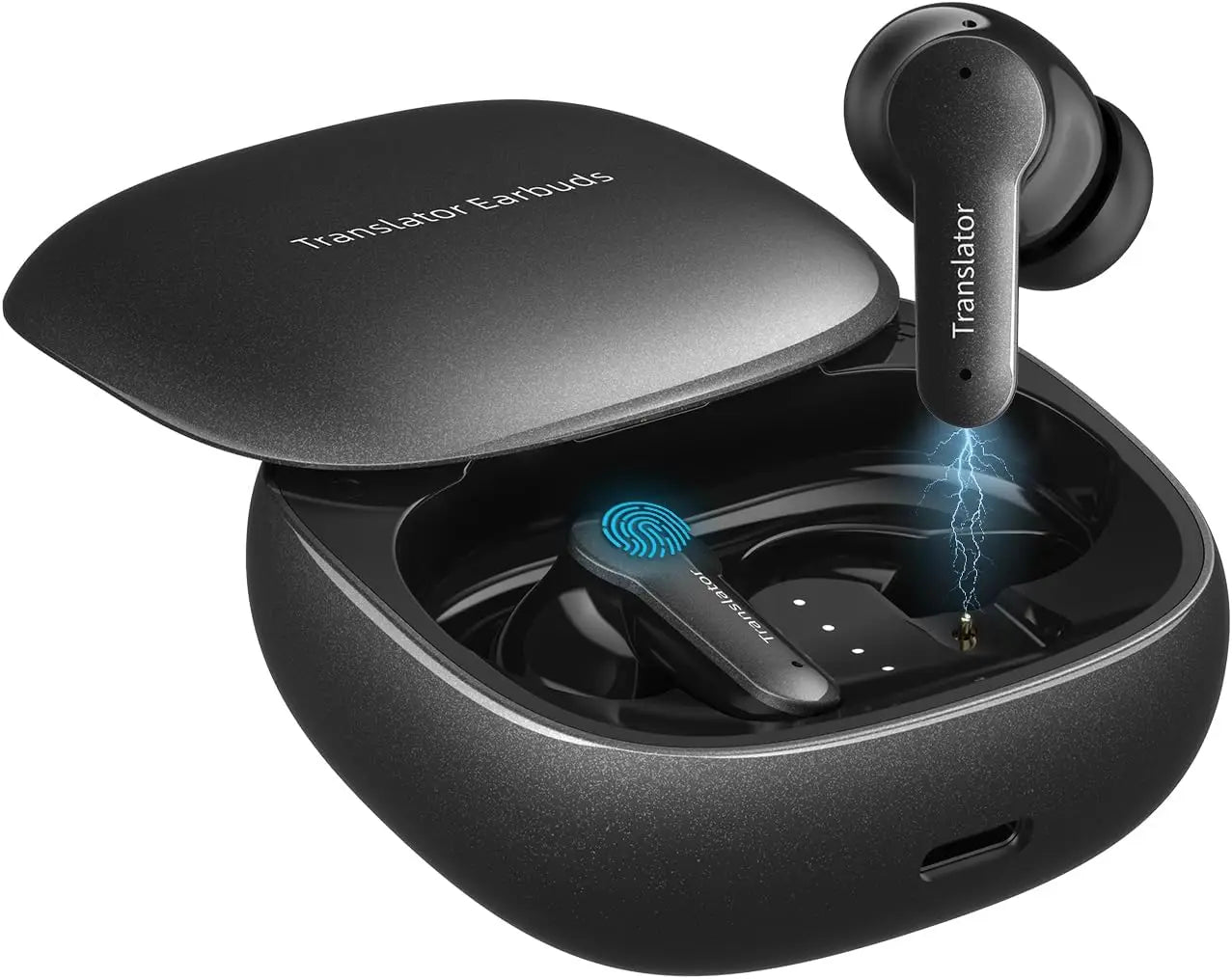 Real-Time AI Translator Earbuds - 144 Languages, 5 Modes for Travel Business Learning, Black