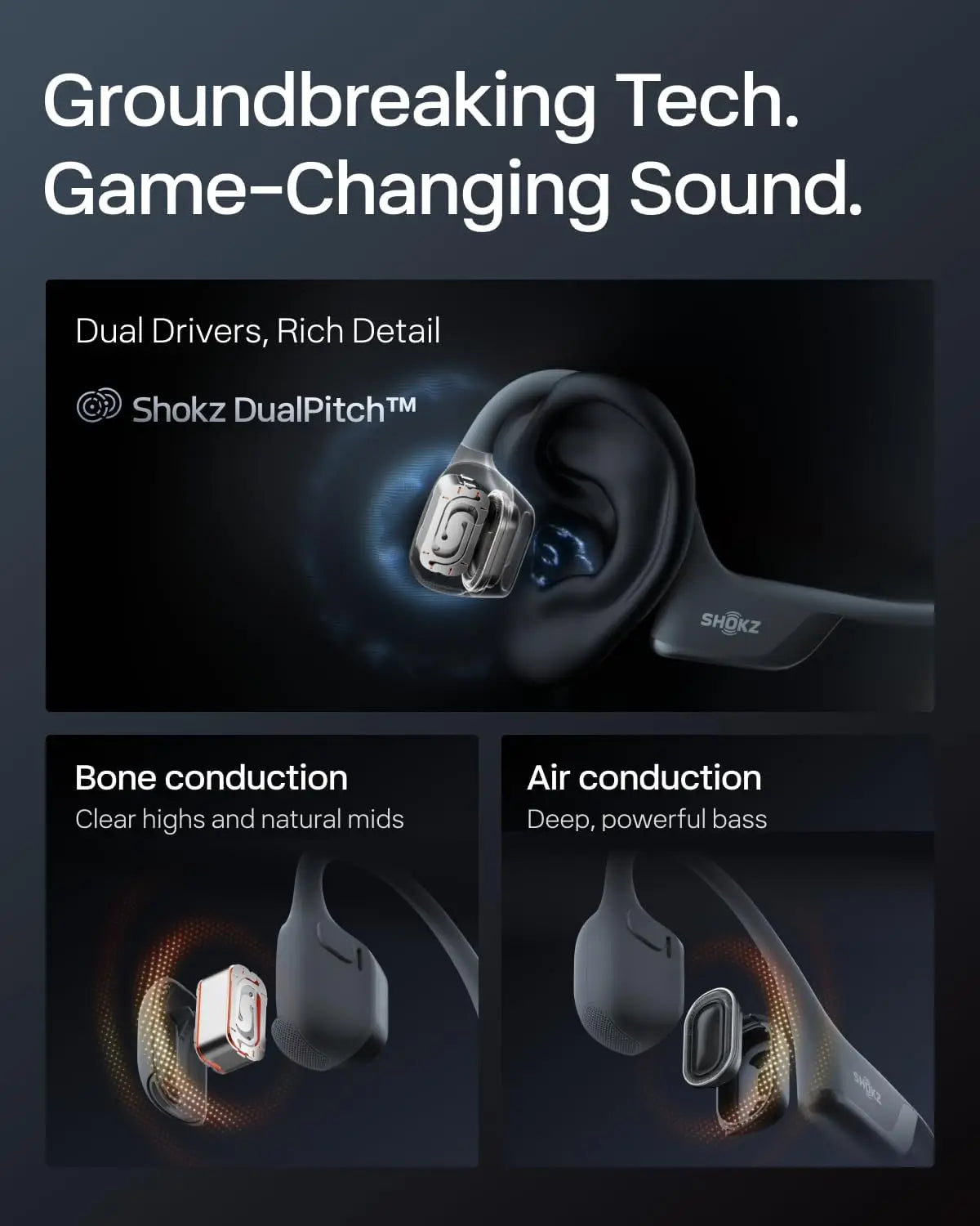 Open-Ear Bone Conduction Wireless Sport Headphones for Running and Workouts - Sweat Resistant, Deep Bass, Secure Fit