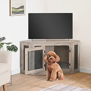 Dog Crate Furniture, Wooden Dog Kennel End Table, Decorative Pet Crate Indoor Use, Furniture Style Dog House for Small Me