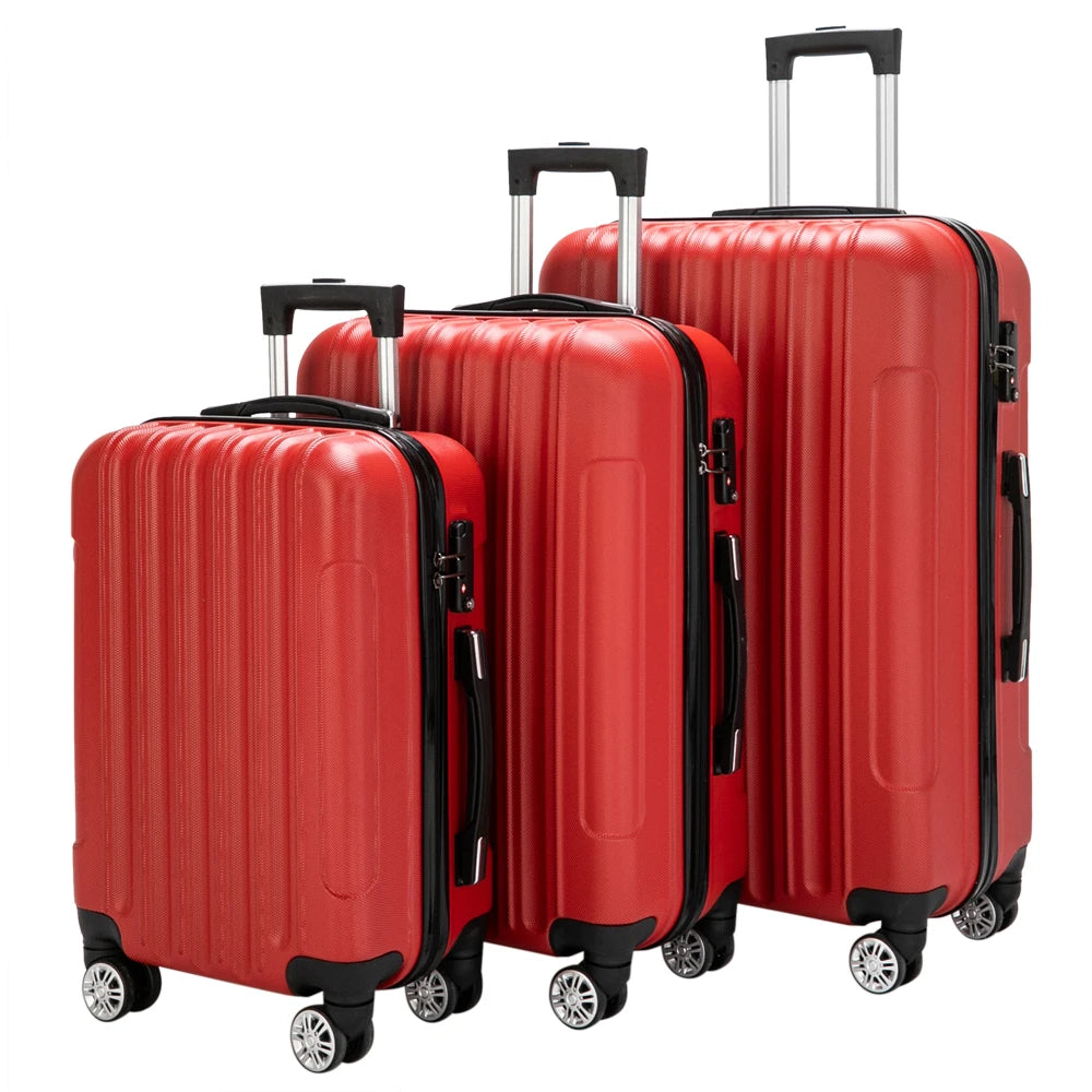 20-inch, 24-inch, and 28-inch three-in-one spinner suitcases. ABS aluminum alloy pull rods, stylish colors, sporty luggage set.