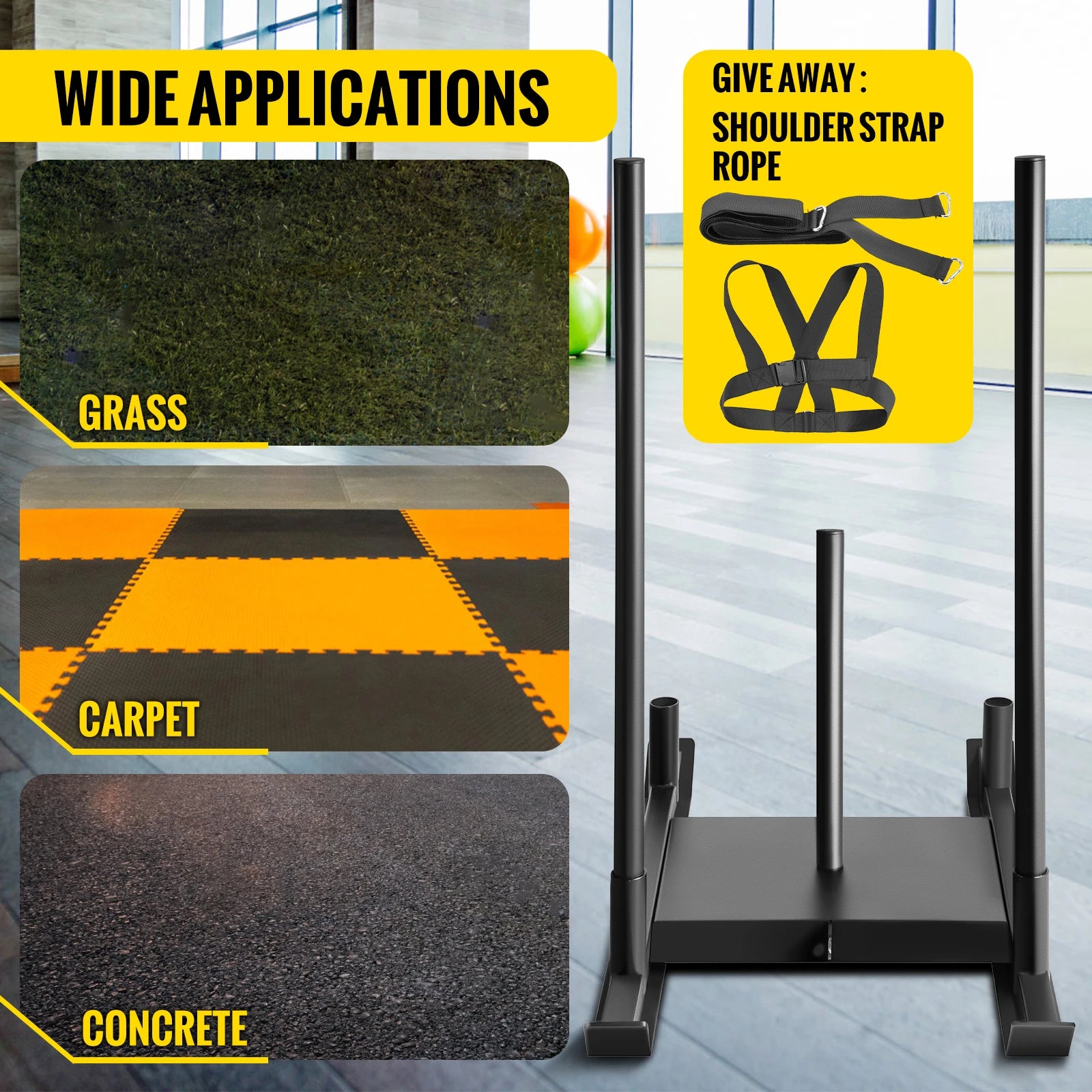 VEVOR Weight Sled Pull Power Sled Workout Harness Tire Pulling Sled Football Workout Equipment Weight Drag Sled Strap