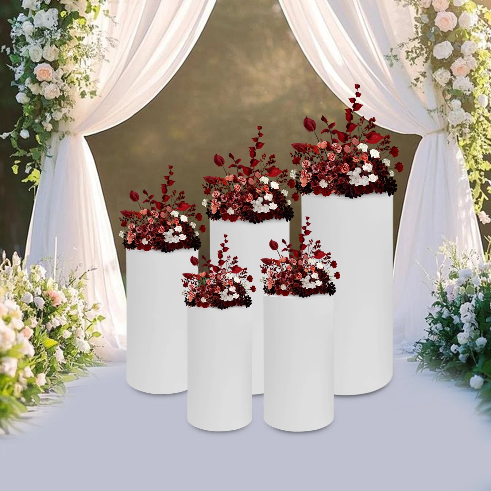 5Pcs Dessert Display Stands, Wedding Cylindrical Cake Stand Set Cake Display Cylinder,Decorations Round Display Stand