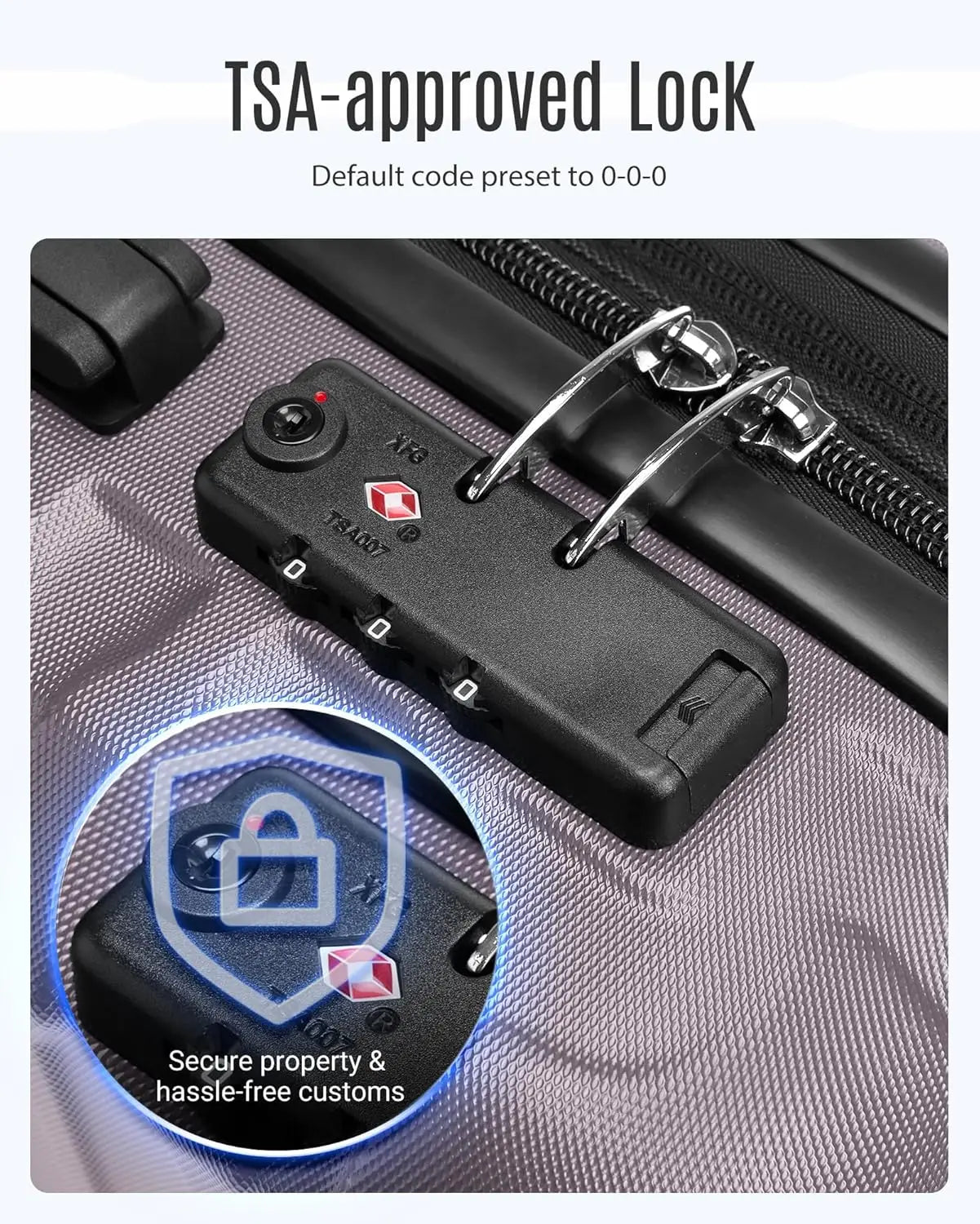 3-Piece Hard Shell Luggage Set with Spinner Wheels & TSA Lock, Lightweight Durable Suitcases 20/24/28 Inch in Rose Purple