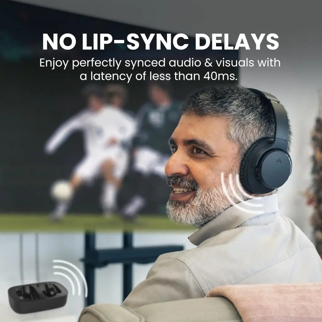 Wireless TV Headphones for Seniors, Easy Setup with Charging Dock, 35H Play Time, Works with Optical/AUX/Bluetooth