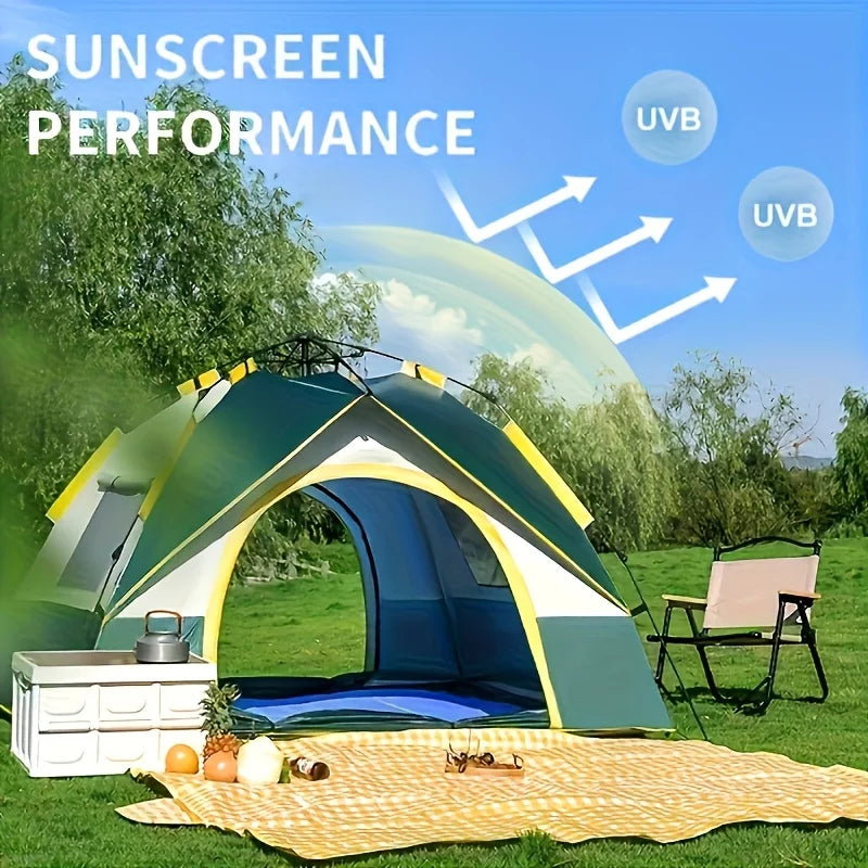 2-6-Person Automatic Pop-Up Tent with UV Protection, High Quality & Mosquito-Proof Mesh - Fully High Quality Tent Fly, Zipper