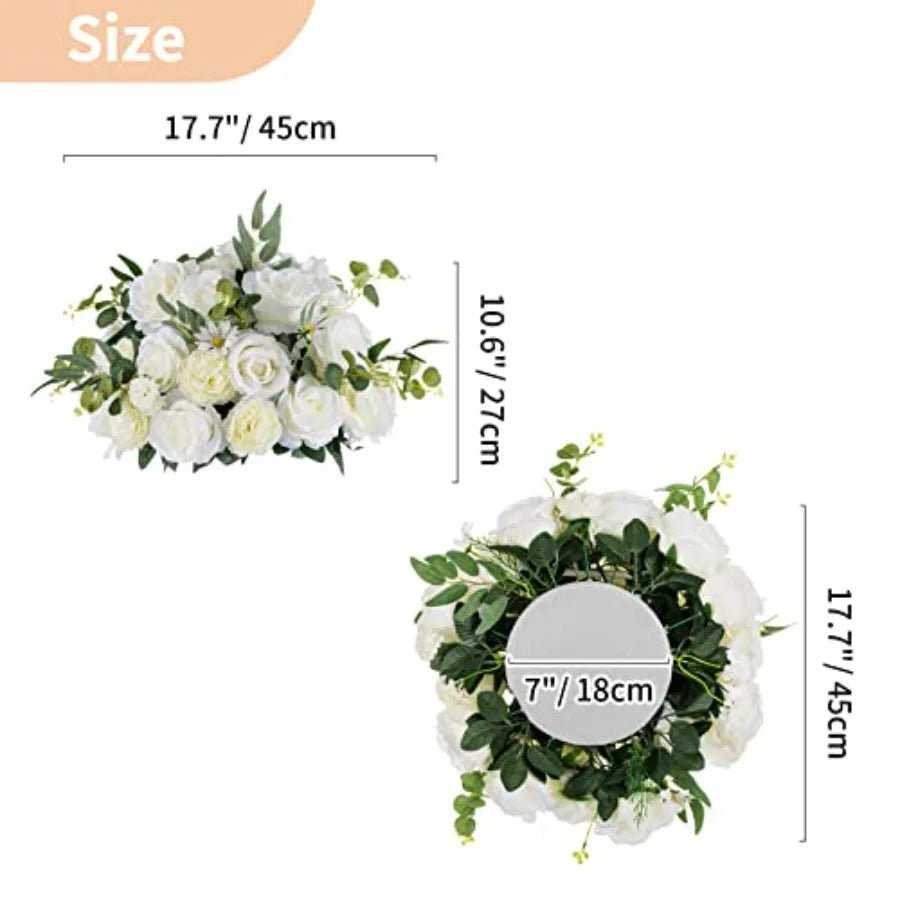 10 Pcs 16 inch Diameter White Fake Flower Rose Balls for Wedding Centerpieces Table Decorations Elegant Artificial Rose Arrange