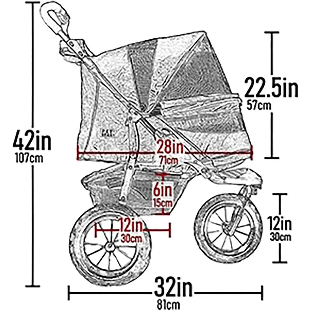 Pet Gear No-Zip AT3 Pet Stroller or Cats/Dogs, ZipperlEntry, Easy One-Hand old, Jng Tires, Removable Liner, Cup Holder + Storage