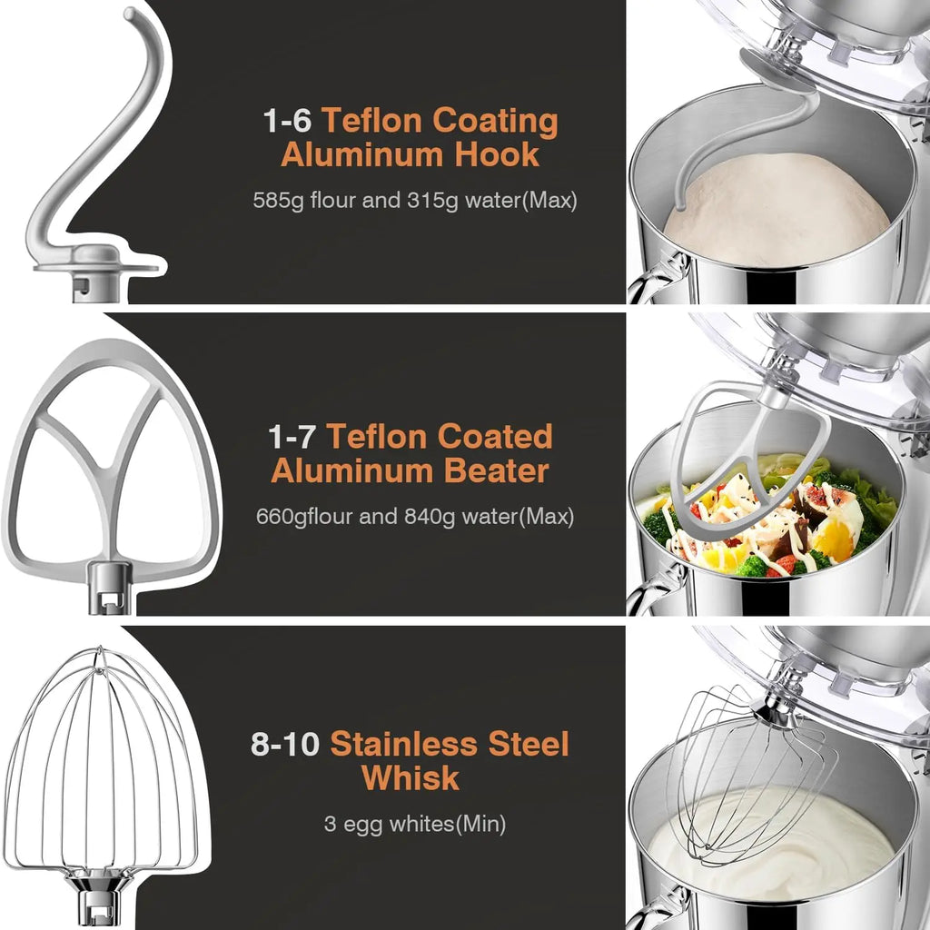 Mini Angel Stand Mixer, 10-Speed 5QT Kitchen Electric Mixer with Tilt-Head, Dough Hook, Whisk, Beater, Stainless Steel Bowl