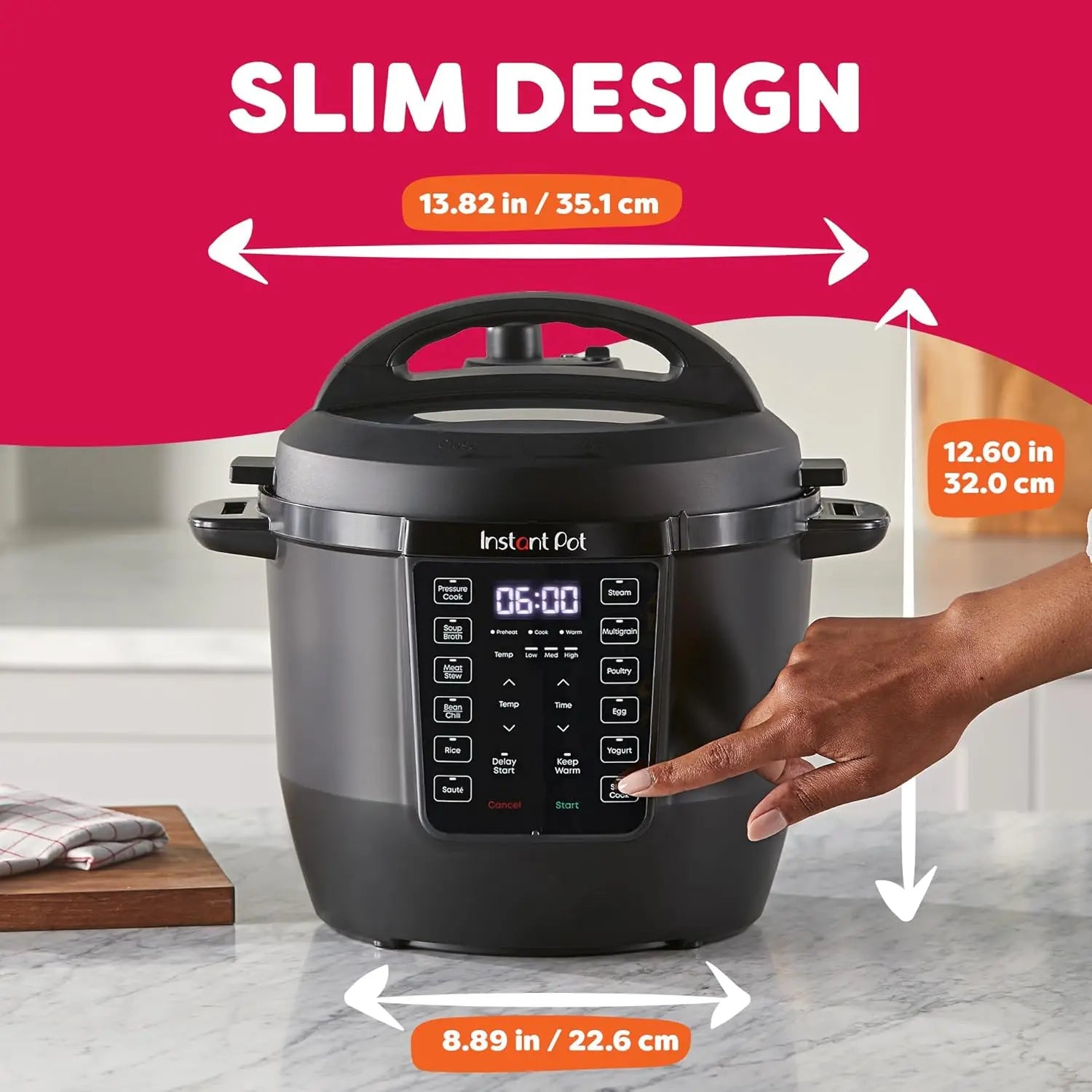 6QT 7-in-1 Multi-Cooker: Pressure Cook, Slow Cook, Sauté, Steam, Rice Maker & Warmer