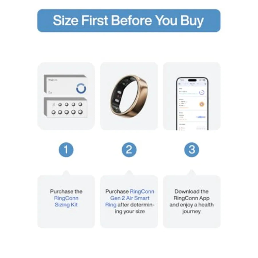 Gen 2 Air Ultra-Thin AI Smart Ring 10-Day Battery Life Fitness/Sleep/Stress/HR Tracker for WomenandMen No App Fee for Standard