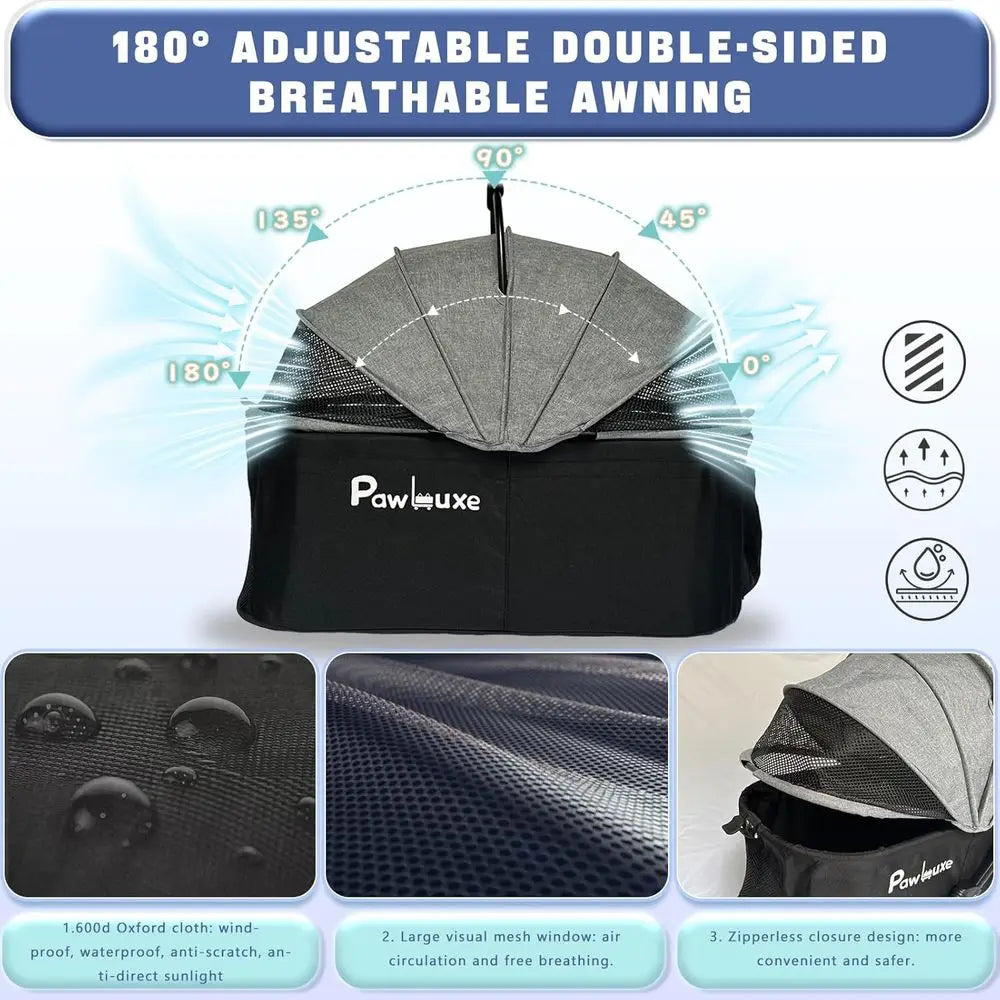 Pet Stroller 4 in 1 with Detachable Carrier for Small & Medium Dogs Cats up to 55 lbs Easy-Folding Travel Dog Wagon with Car Sea