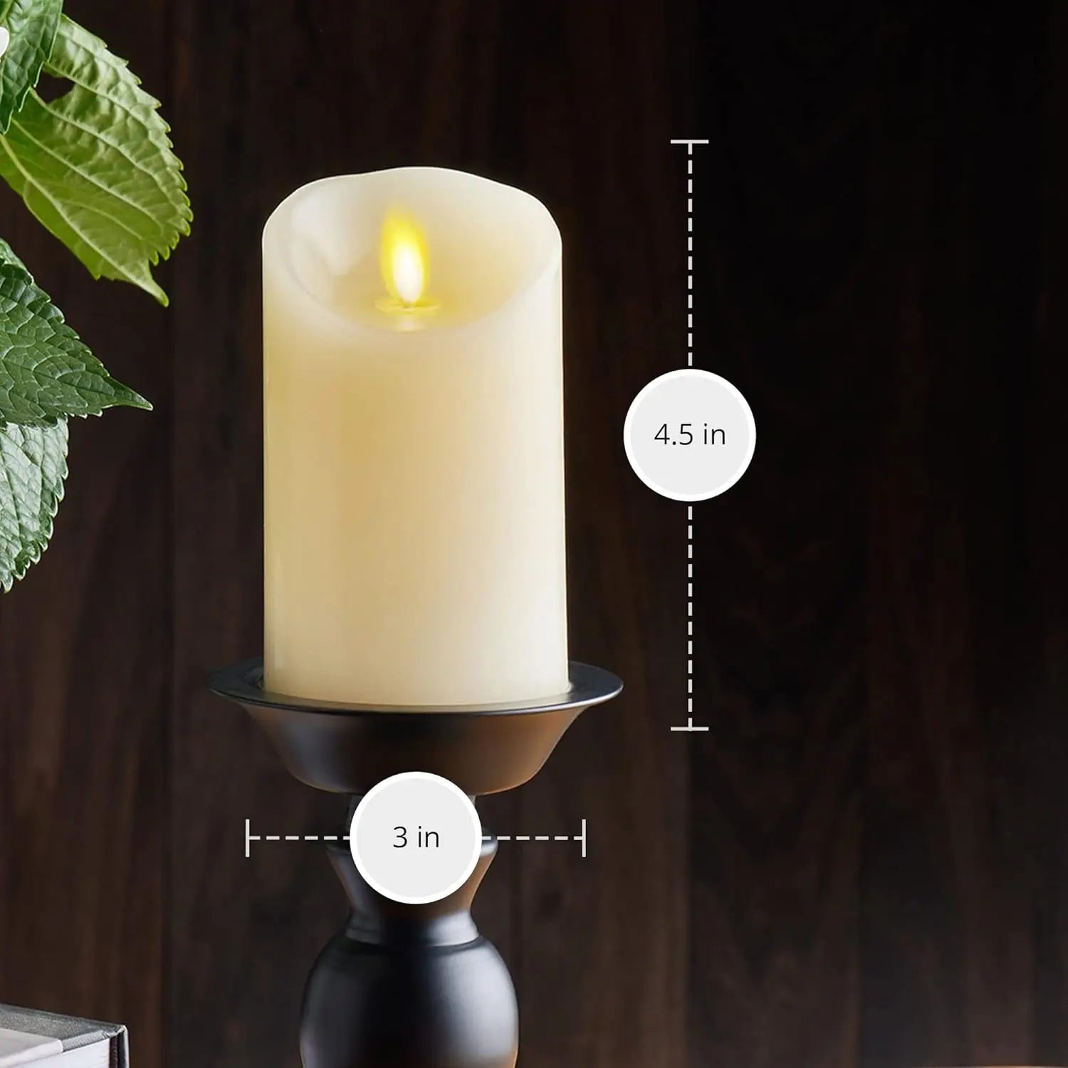 Flameless LED Flickering Pillar Candles, Ivory Pack of 4, Realistic Moving Flame Wax Decor for Indoor/Outdoor Use