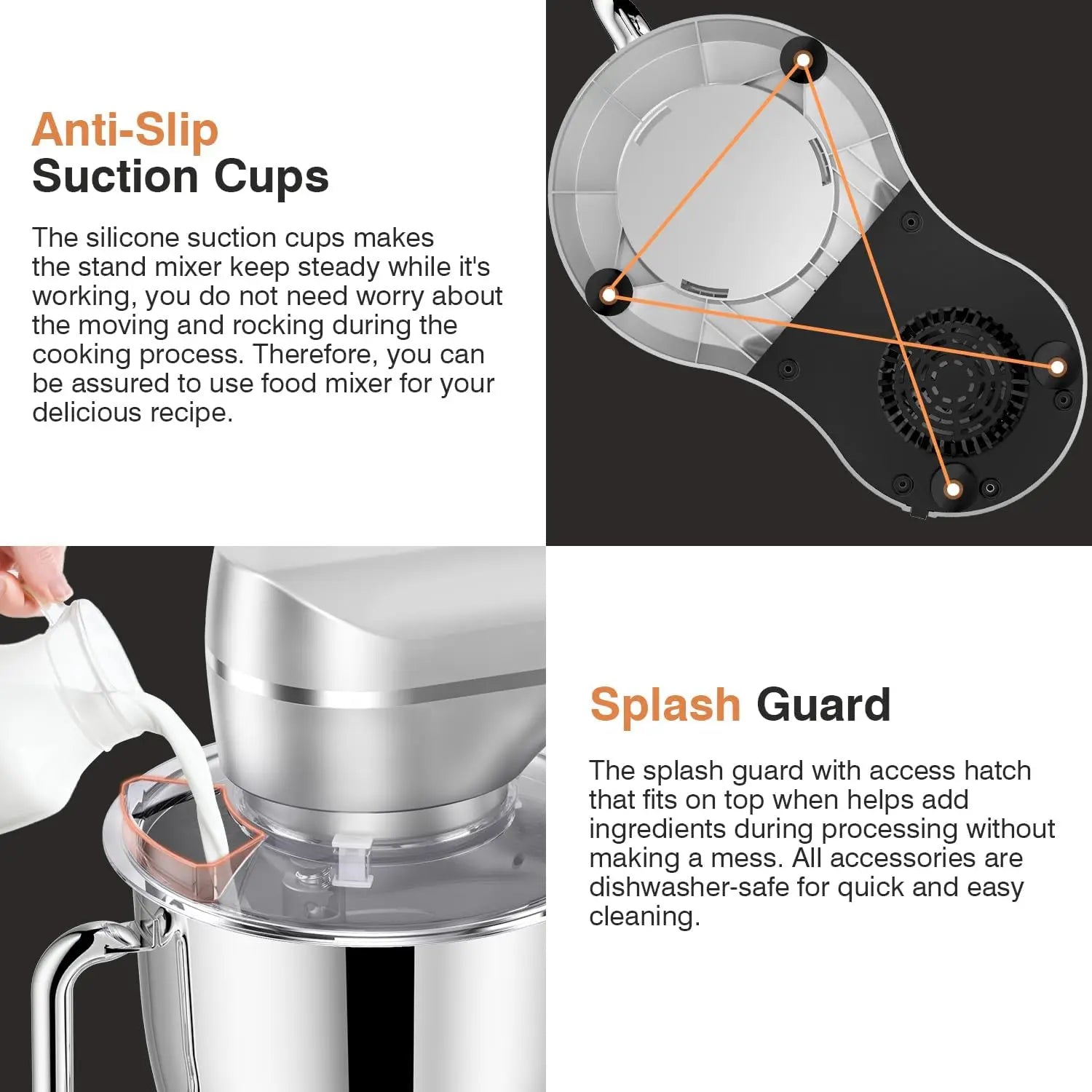 Mini Angel Stand Mixer, 10-Speed 5QT Kitchen Electric Mixer with Tilt-Head, Dough Hook, Whisk, Beater, Stainless Steel Bowl