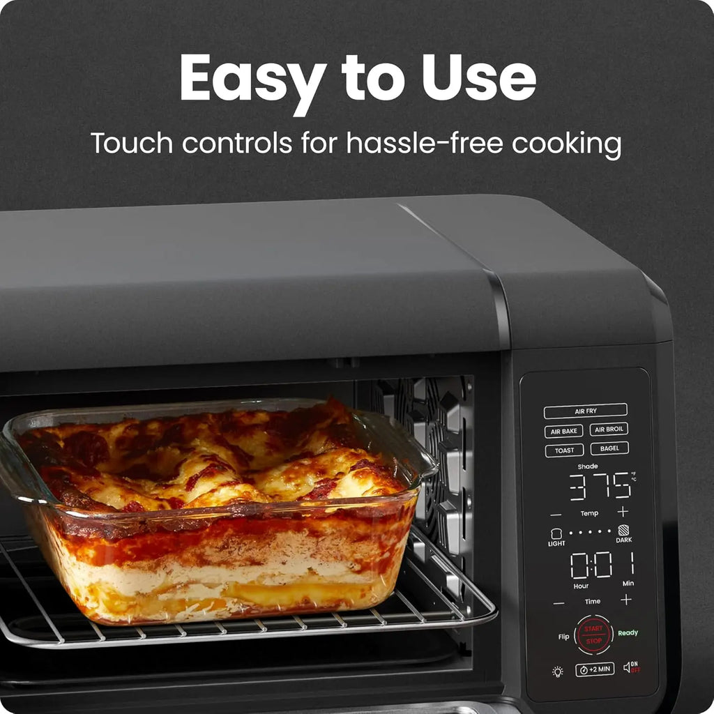 Multi-Function Air Fryer Toaster Oven Combo for Quick Healthy Meals, Bake Broil Toast Bagel Functions, 450°F Max Temp