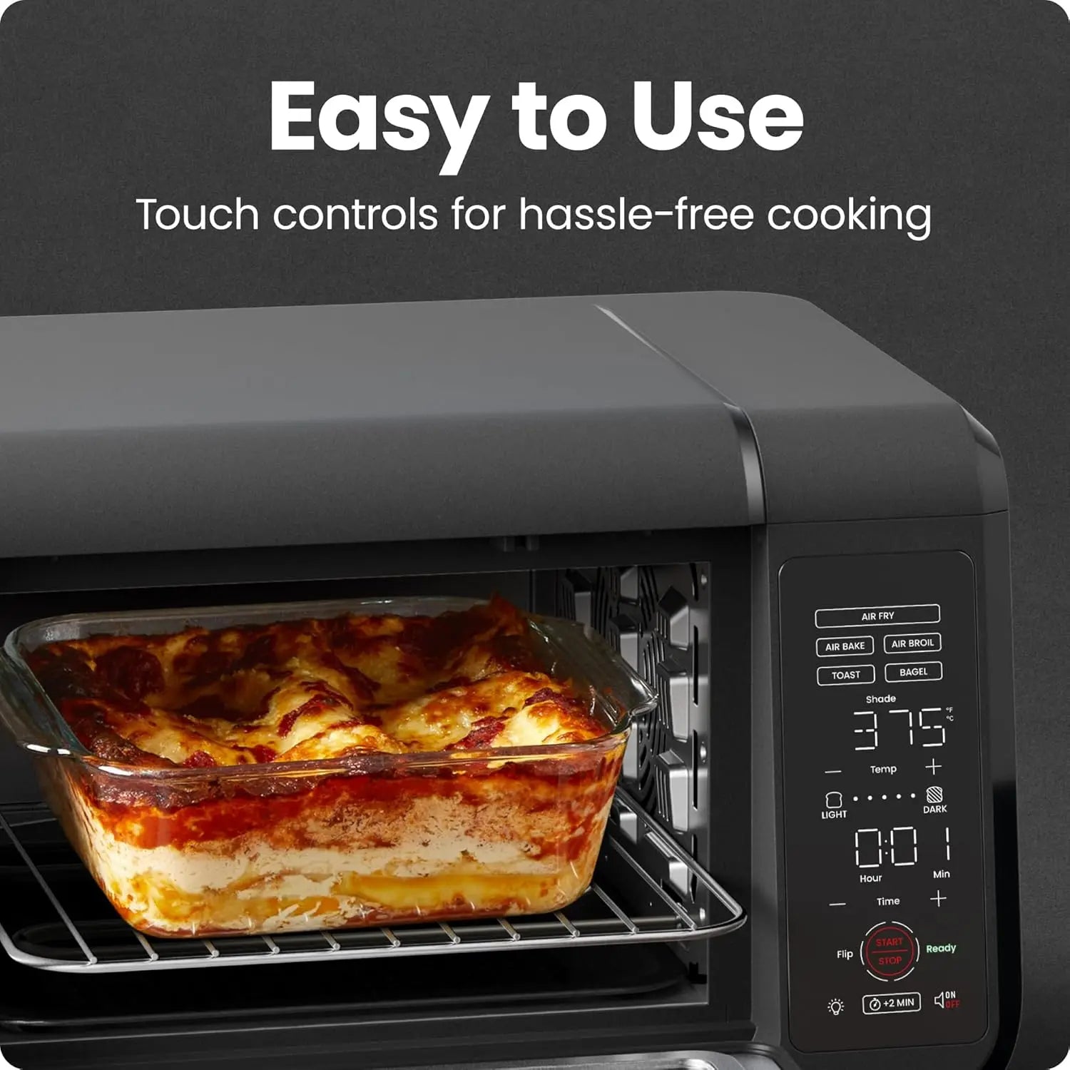 Multi-Function Air Fryer Toaster Oven Combo for Quick Healthy Meals, Bake Broil Toast Bagel Functions, 450°F Max Temp